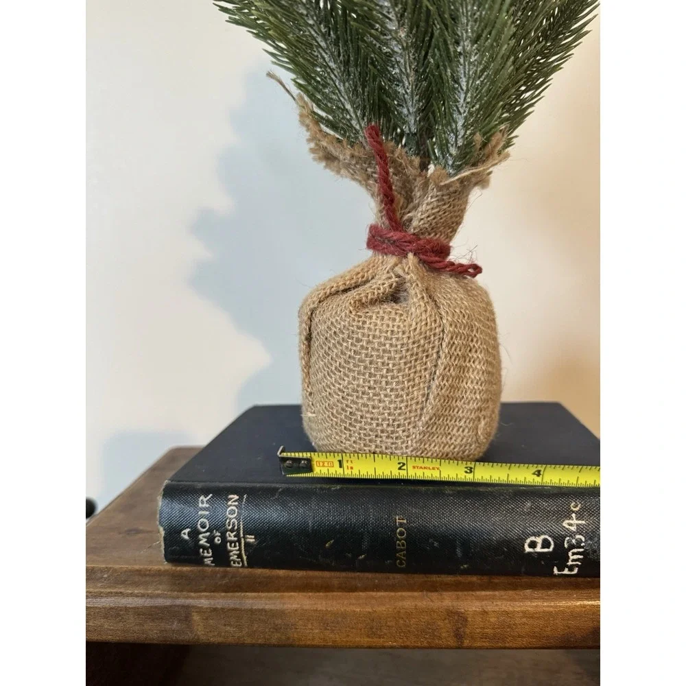 Cute Winter Christmas Tree Simple Primitive Burlap Cottage Farmhouse Decor Small